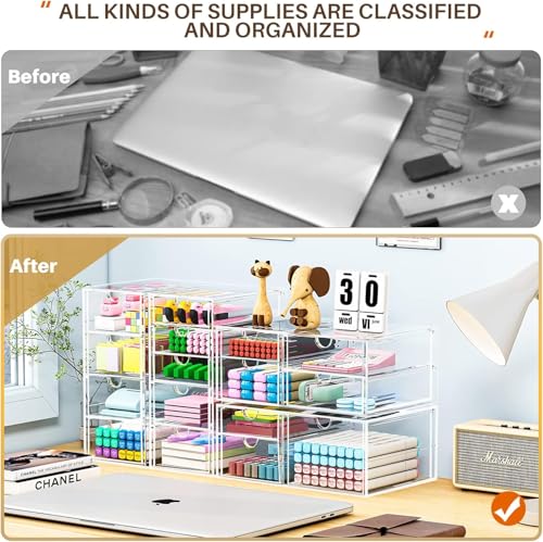 caktraie Acrylic16-Drawer Storage & Makeup Organizer for Desk - size: 16 Drawers
