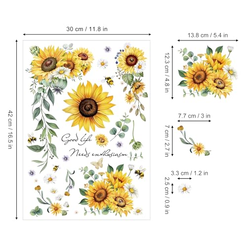 Joeyan Sunflowers and Bees Rub On Transfers for Furniture and Crafts - style: Sunflowers and Bees