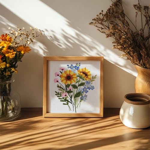 COCOMOX Flowers Embroidery Kit for Beginners, Hand Craft Gift for Adults - color: Full-blown flower