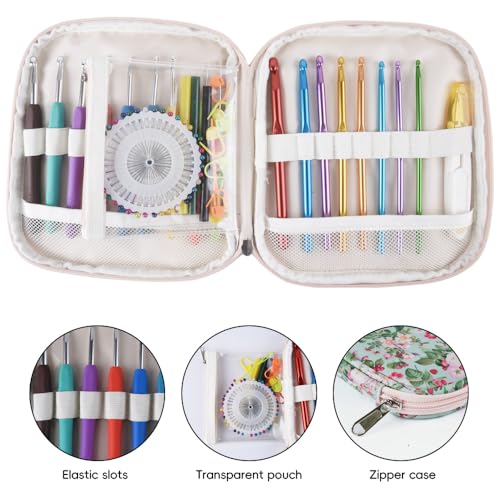 Crochet Hook Case,Portable Zipper Storage Organizer Bag for Crochet Hooks, Knitting Needles, Project & Sewing Supplies, Lightweight,Easy to Hold (No Accessories Included).Green Red Gruit - color: green red fruit