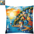 Fanxvivy Stamped Cross Stitch Kits for Adults Beginners Pillow Needlepoint Kit with Embroidery Pattern Needlework Kit Prestamped Stitches Kit 11CT Cross Stitching-Seaside Scenery 18x18 inch - color: Pre-pattern 20