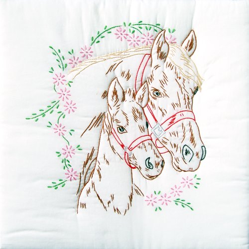 Stamped White Quilt Blocks 18"X18" 6/Pkg-Mare & Colt