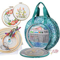 FINPAC Embroidery Project Bag, Embroidery Kits Storage Carrying Tote Bag - color: Emerald Illusions