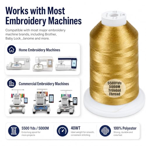 Simthread 5500Yds/5000M 40WT Polyester Embroidery Thread Brass 328 - color: Brass-328
