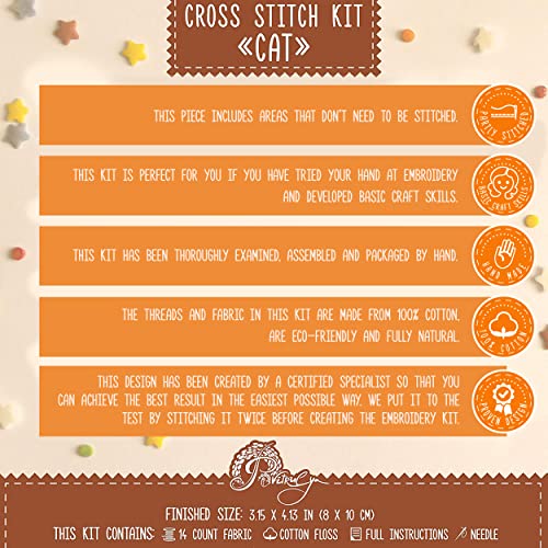 Povitrulya Cat Cross Stitch Kit for Beginners - color: Cat
