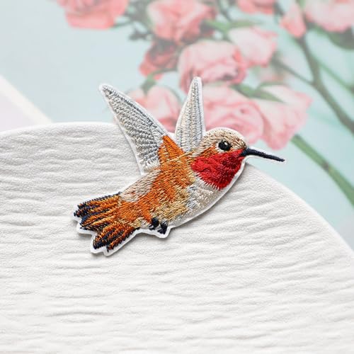 Iron/Sew on Applique Repair Patches, A Pair of Hummingbird Patch - color: A Pair of Hummingbird