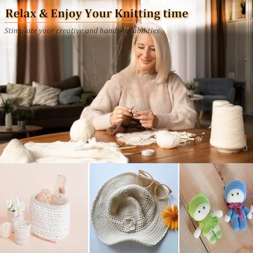 Mdoker 18 Pairs Bamboo Knitting Needles Set Circular Wooden Knitting Needles with Colorful Plastic Cable Size 2mm-10mm,Knitting Needle for DIY Craft(60cm/24inch) - size: 24inch