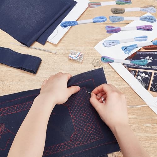 FREEBLOSS 8 Pcs Sashiko Thread Sashiko Skein 8 * 20 M Pure Cotton Embroidery Thread Japanese Sewing Threads Quilting & Embroidery Sewing Kit Supplies 8 Blue Mixed Colors - color: Blue
