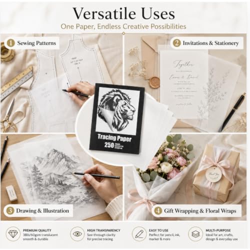 Tenare 250 Sheets Tracing Paper Translucent Drawing,White,8.3 x 11.7 Inch - size: 8.3 x 11.7 Inch