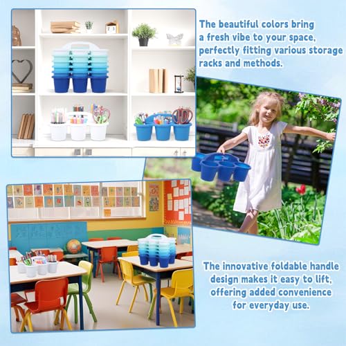 6 Pack Classroom Caddy Organizer with Handle, 6 Compartments, Gradient Blue - color: Gradient Blue