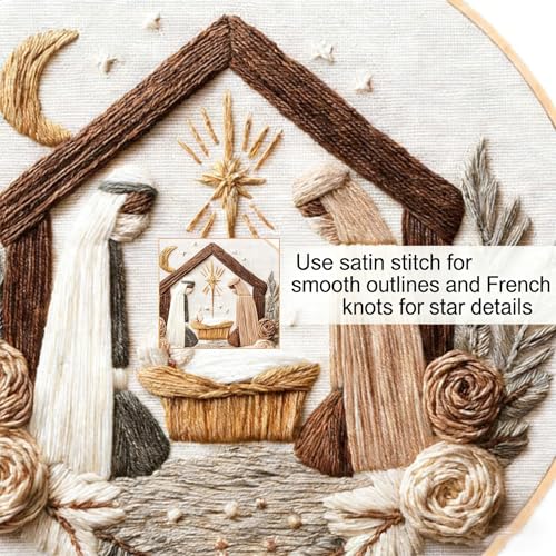 BoAn DIY Nativity Embroidery Kit, Christmas Cross Stitch Kit for Adults - color: fugu-2