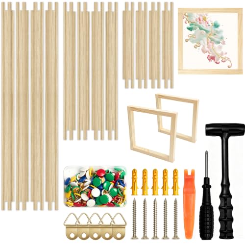 12Pcs Needlepoint Stretcher Bars Kit with 100 Thumb Tacks & Hanging Tool