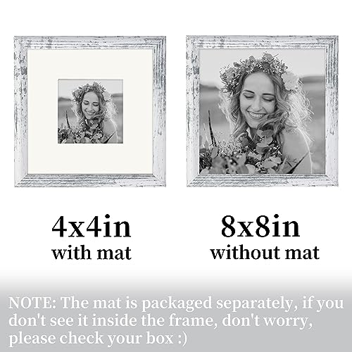 AEVETE Picture Frame 8x8 White Wash Photo Frames Rustic for Wall and Desk - color: White Wash, size: 8x8