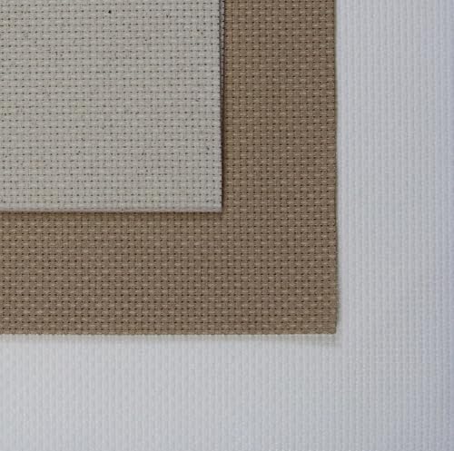 KCS 3 pc of 12" x 18"(30cmx45cm) 16CT Counted Cotton Aida Cloth Cross Stitch Fabric (White+Oatmeal+Khaki) - color: White+oatmeal+khaki