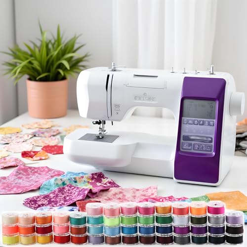 50 Colors Sewing Bobbins Thread with Bobbin Box, SizeA Class15 - color: 50 Colors (50PCS)