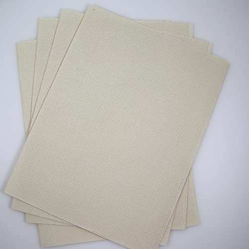 KCS 4 pc of 12" x 18" 14CT Counted Cotton Aida Cloth Cross Stitch Fabric (Cream) - color: Cream