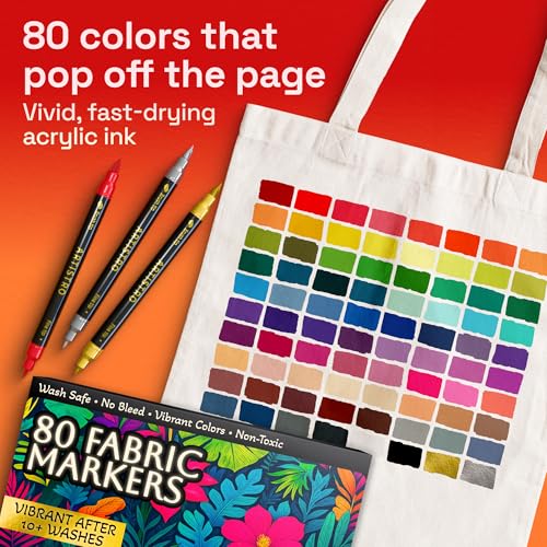 ARTISTRO 80 Fabric Markers for Clothes and Textiles - Acrylic Paint Pens - size: Pack of 80