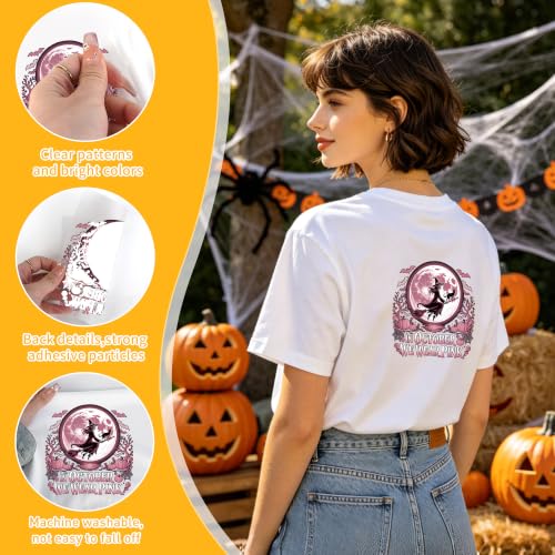 Halloween DTF Transfers Ready to Press, Iron on Decals for T-Shirts - color: Pink Halloween122