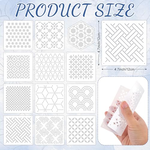 Booson 37 Pcs Sashiko Thread Kit Sashiko Needles Cotton Thimble Patterns - color: White