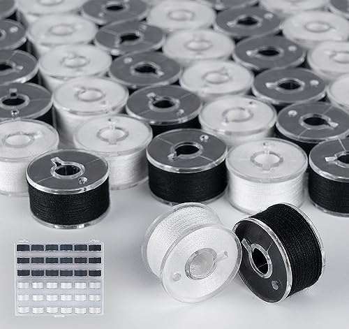 36pcs 18White+18Black 40S/2 Prewound Bobbin Thread Set - color: Black & White (36PCS)