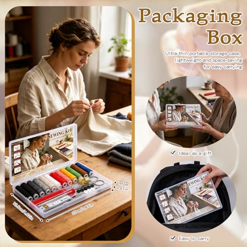 SHWAKK Sewing Kit for Adults, Stainless Steel Needles for Hand Sewing - size: 65pcs