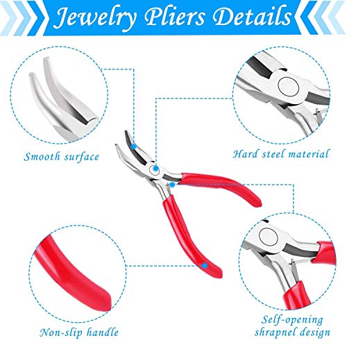 Acejoz Jewelry Making Tools Kit: 6pc Set, Including Needle Round Nose, Wire Cutters, Crimper & End Nippers for Beading & Craft