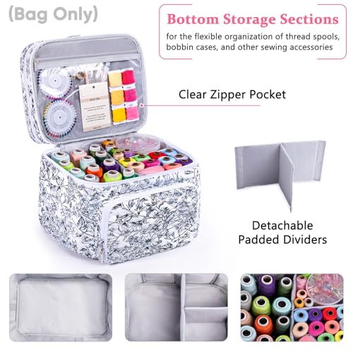 AMOIGEE Large Sewing Basket with 2 Detachable Pouches & Removable Dividers - color: Garden Harvest