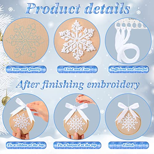 Roowest 6 Sets Christmas Embroidery Kits Snowflake Ornament DIY,Tan - color: Tan