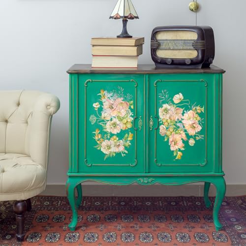 Floral Rub on Transfer for Furniture Vintage Large Flower UV DTF Transfer Sticker for Wood Glass Home Decor, Poppy and Kumquat - style: Poppy and Kumquat