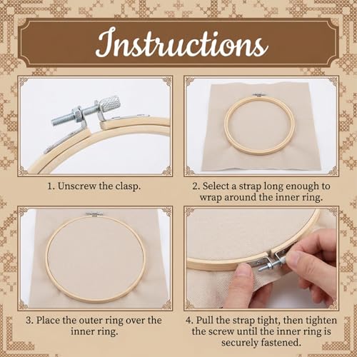 2PCS 8 Inch Embroidery Hoop Frame Set, Wood Embroidery Hoops 8 Inch, Round Circle Cross Stitch Hoop Ring for Embroideries Art Craft Sewing and Hanging Decoration