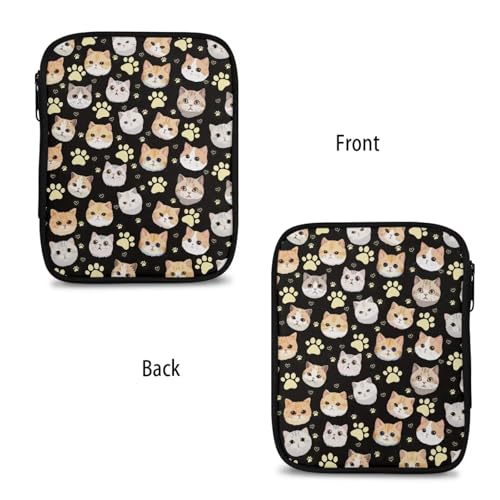 Kathyboom Cat Paw Prints Crochet Hooks Case Zipper Bags Portable Travel Storage Bag Organizer with Web Pocket and Crochet Holder Slots for Carrying Various Needles - color: Cat Paw Prints