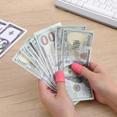 20 Pieces Rubber Thimble, Rubber Fingers Tips Silicone Finger Protectors, Finger Tips Office 5 Different Sizes for Quilting, Knitting, Embroidery, Paperwork & Crafts