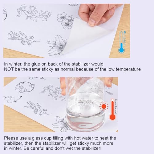 10 Pcs Sticky Water Soluble Embroidery Stabilizer 8.5" x 11" Printable Paper Wash Away Allowed for Print or Draw Patterns for Hand & Machine Embroidery