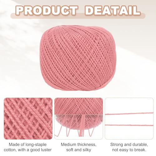 MECCANIXITY Crochet Thread Pearl Cotton Size 3 Dark Pink 164 Yards for Crocheting Tatting Knitting Embroidery Sewing - color: Dark Pink