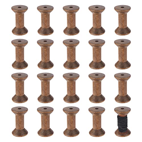BENECREAT 16Pcs Antique Empty Thread Spools, 1.87"/ 50mm Wooden Empty Spools Wooden Ribbon Spools Bobbins for Wire Weaving Arts DIY Wood Projects - color: Wooden