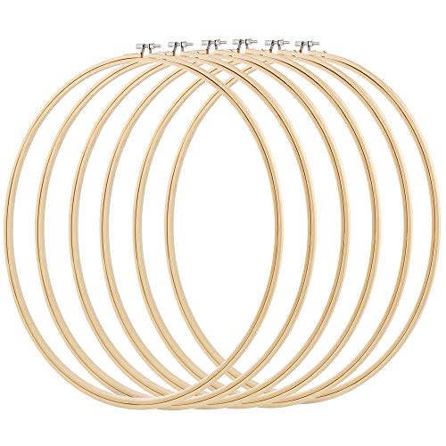 Caydo 6 Pieces 16 Inch Embroidery Hoops Cross Stitch Hoop Ring for Art Craft Handy Sewing, Wedding Wreath Decoration and Dream Catch - style: 16 INCH
