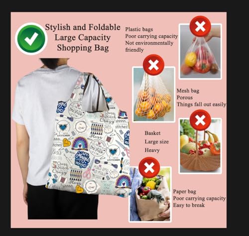 MBMSO Cross Stitch Reusable Bag Cross Stitching Gifts for Embroidery Lovers Cross Stitch Storage Bag Crafts Needlework Gifts