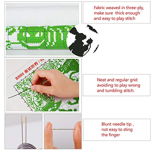 ITSTITCH Printed Cross Stitch Kits for Adults 11CT 17x22 in DIY Embroidery Starter Kits Easy Patterns Embroidery for Girls Crafts DMC Stamped Supplies Needlework Fairy Tales Cat Rabbit Princess - color: Stamped 22x16.5 inch