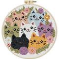 Stamped Cross Stitch Kits for Beginners Adults-Cat,with Embroidery Hoop - color: Cat-2605