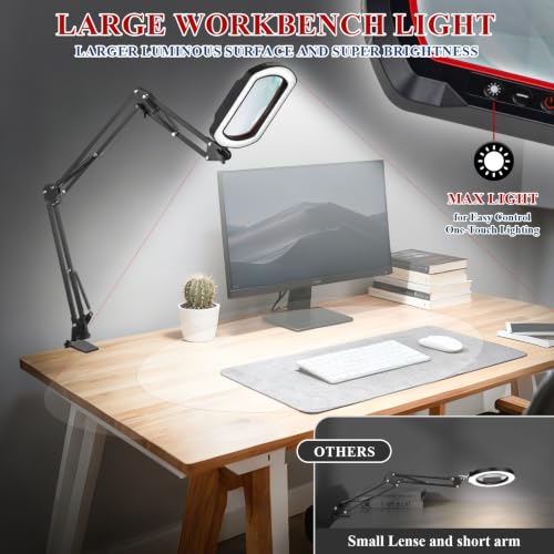 12X Square Magnifying Glass with Light and Clamp, Solder Helping Hand - color: Red, size: 12X