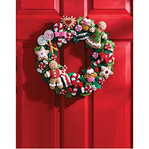 Bucilla Felt Applique Wreath Kit, 15-Inch Round, 86264 Cookies & Candy, Multicolor