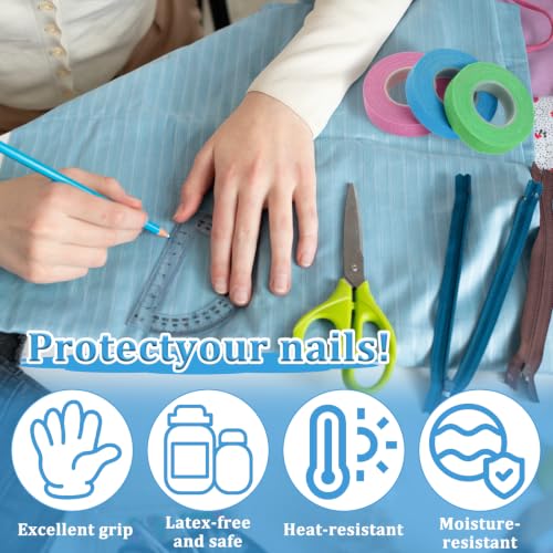 3 Rolls Thimble Tape for Hand Sewing, Self-Adhesive Cotton Finger Protector, Breathable Finger Tape Adjustable Knitting Bandage for Quilting, Embroidery DIY Crafts (Green, Purple, Blue) - color: Green, Purple, Blue