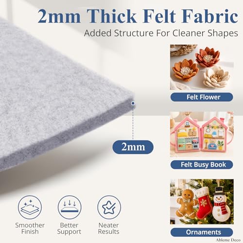 12" x 12" Felt Sheets for Crafts, 2mm Stiff Felt (12 Pcs) Heather Gray - color: Heather Gray