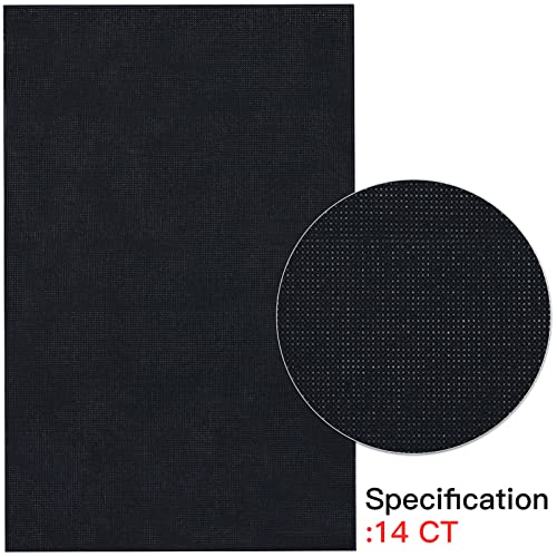 Caydo 6 Pieces Aida Cloth 14 Count Black Cross Stitch Fabric - color: Black