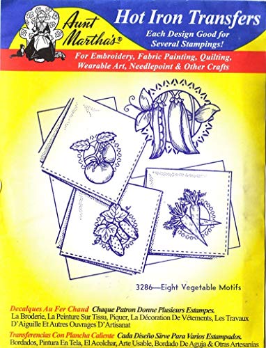 Eight Vegetable Motifs Aunt Martha's Iron Embroidery Transfer