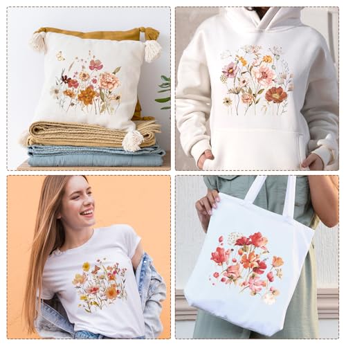 Rngmsi 12 Pcs Boho Flower DTF Transfers Ready to Press Iron on Patches - style: Boho Flower