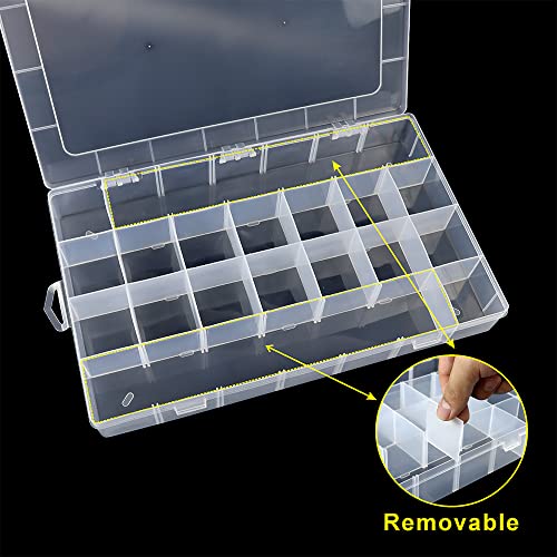 3Pack 28 Compartment Organizer Box with Parkical Adjustable Dividers, 28 Grids Plastic Storage Container for Jewelry, Craft DIY, Bead Organizer, Sewing, Dip Powder, Hair Accessories - size: 3 Pack 28 Compartment Organizer Box