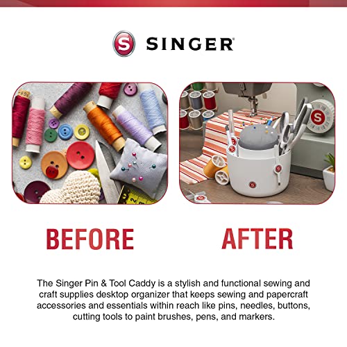 SINGER Pin & Tool Sewing and Craft Organizer Caddy with Built-In Pin Cushion