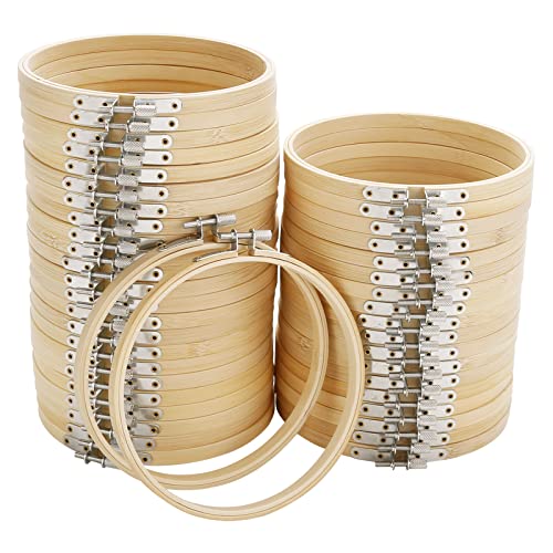 Caydo 40 Pieces 6 Inch Round Embroidery Hoops Bulk, Cross Stitch Hoop Ring