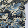 Sea Wave Fabric,160 GSM Japanese Blue Cotton Fabric Gold Hot Stamping,59 Inches Wide for Sewing Clothing Bag Tablecloth Sofa Pillow DIY Craft (Cut by the Yard) - color: Sea Wave, size: 1 yard